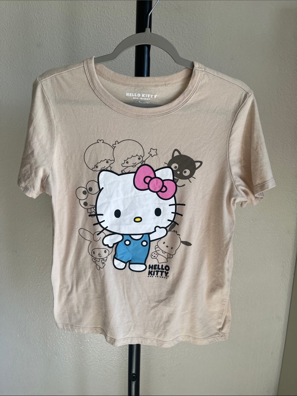 Hello Kitty Beige Tee with Pink Bow and Blue Outfit